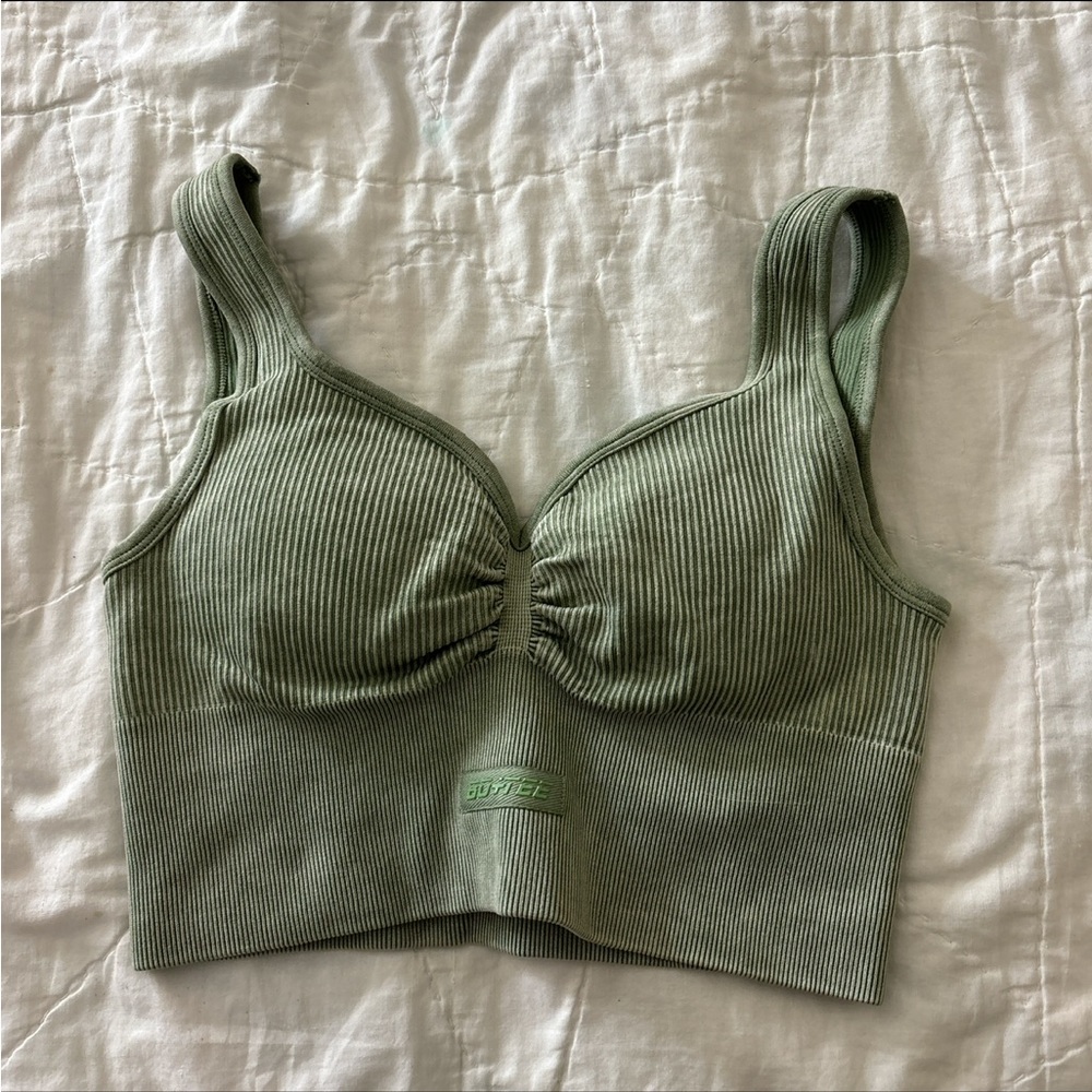 Bo + Tee sage green sports bra/ crop top